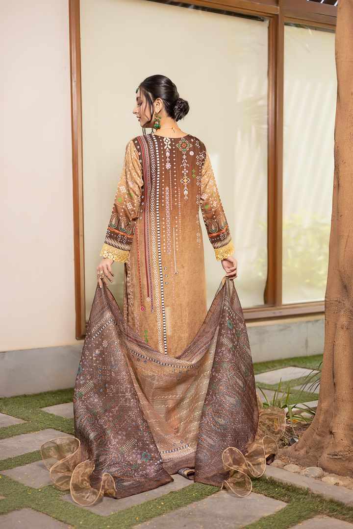 Misha Digital Printed Viscose with Sequins Embroidered Allternate Head Neckline with Sequins Fancy Dupatta MSH-007