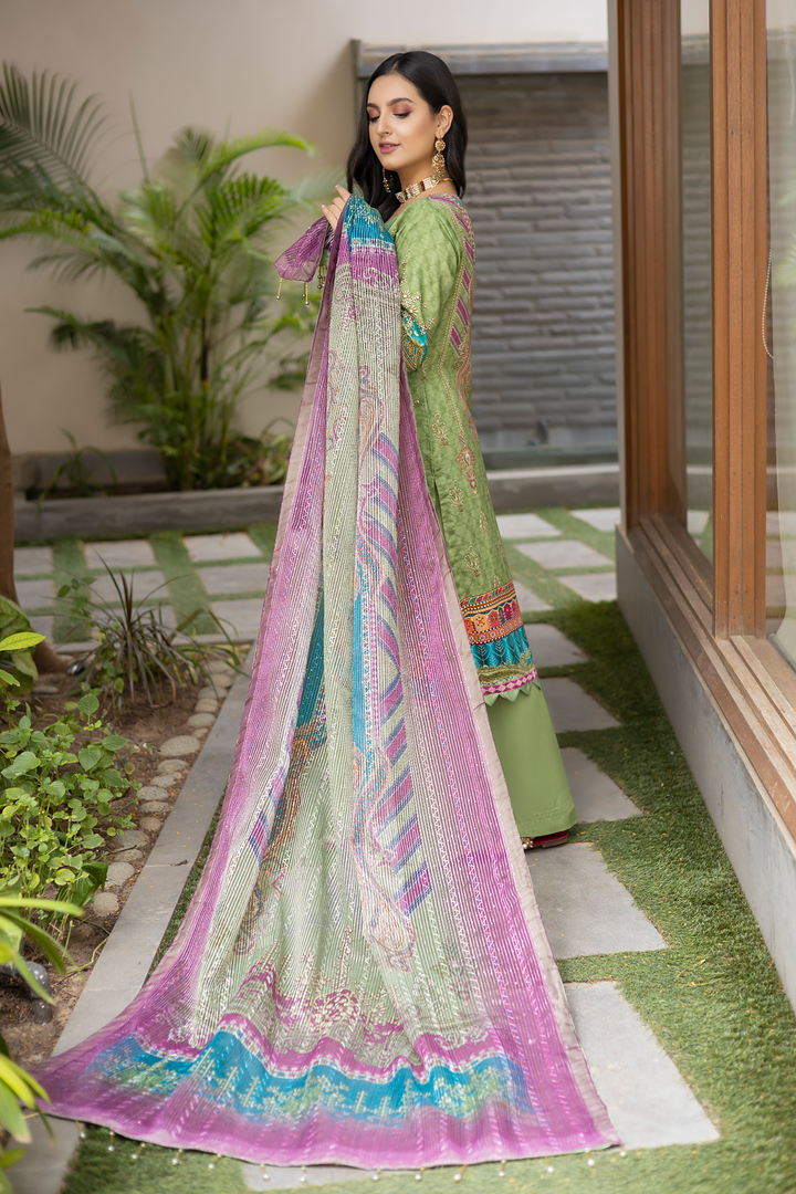 Misha Digital Printed Viscose with Sequins Embroidered Allternate Head Neckline with Sequins Fancy Dupatta MSH-008