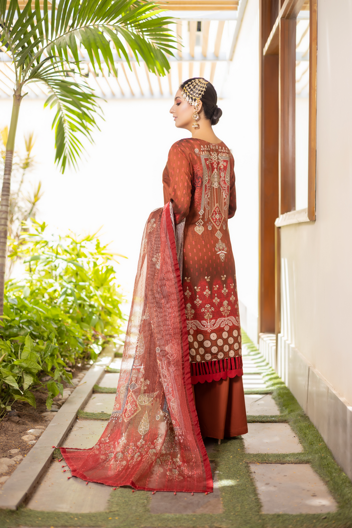 Misha Digital Printed Viscose with Sequins Embroidered Allternate Head Neckline with Sequins Fancy Dupatta MSH-009