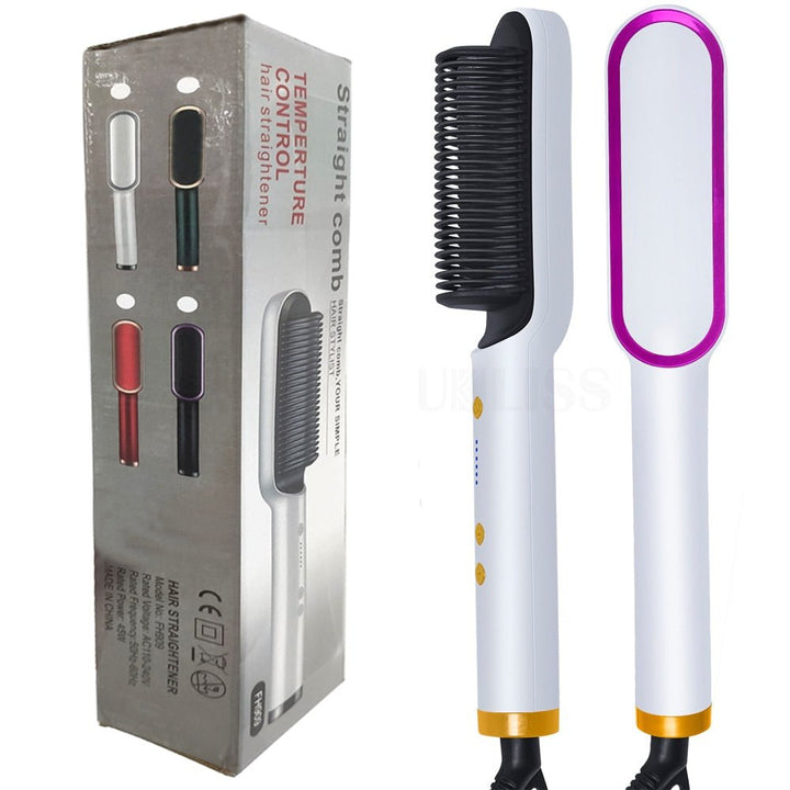 Professional Electric Hair Brush Hair Straightner FH909 (White)