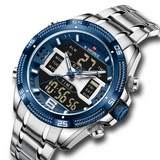Naviforce - NF9201 S/BE Stainless Steel Dual Time Blue Watch