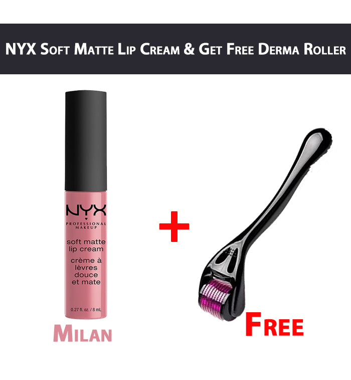 Buy NYX Professional Makeup- Soft Matte Lip Cream - 11 Milan & Get Free Derma Roller