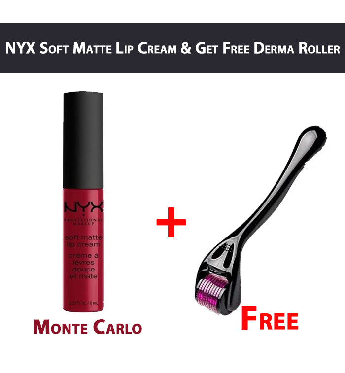 Buy NYX Professional Makeup- Soft Matte Lip Cream - 10 Monte Carlo & Get Free Derma Roller by Bagallery Deals priced at #price# | Bagallery Deals