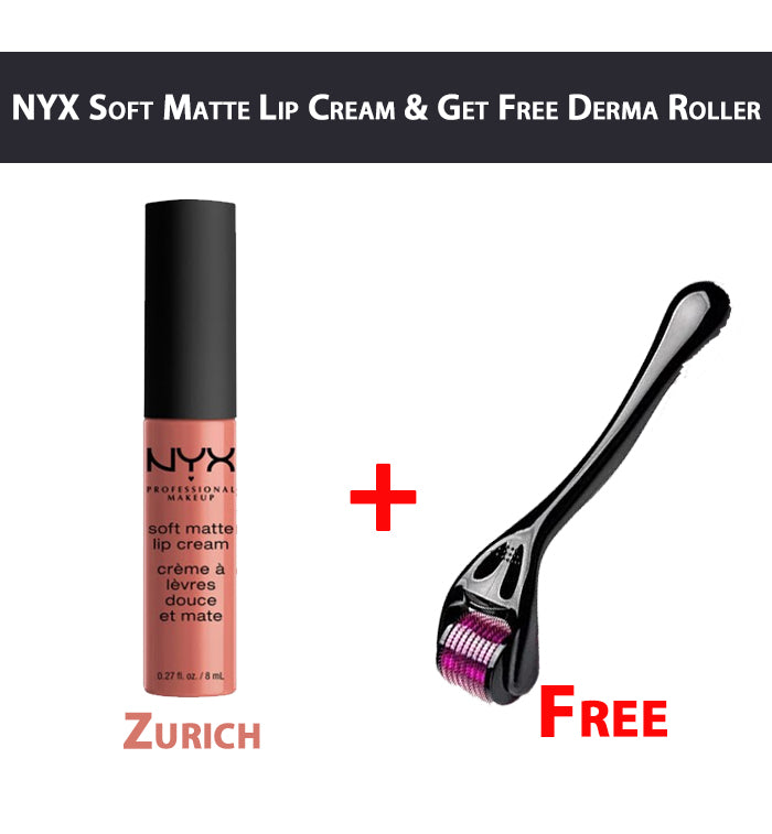 Buy NYX Professional Makeup- Soft Matte Lip Cream - 14 Zurich & Get Free Derma Roller