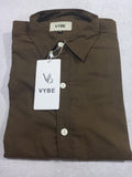 VYBE- Casual Solid Shirt- Olive Brown