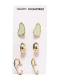 Shein- Green Acrylic Resin Stud Earrings Set For Women Vintage Alloy Hoop Earrings Set