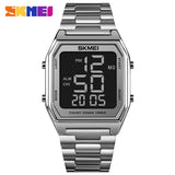 SKMEI 1735 LED Dual Time Men Digital Retro Fashion Wristwatch - Silver