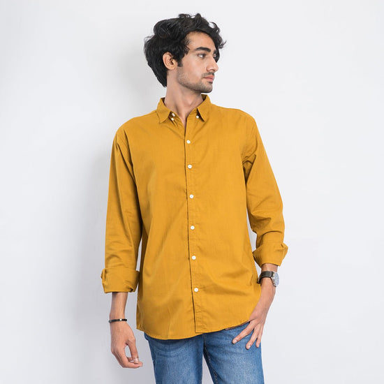 VYBE- Casual Solid Shirt full sleeve- Mustard