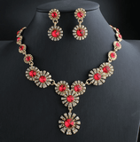 The Marshall- Red Glamor Crystal Jewellery Set - TM-ER-41