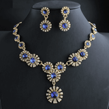 The Marshall- Blue Glamor Crystal Jewellery Set - TM-ER-42