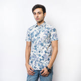 VYBE-Casual Shirt Half Sleeve-Blue Flowers