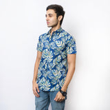 VYBE-Casual Shirt Half Sleeve-Green Leaves