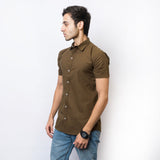 VYBE-Casual Shirt Half Sleeve-Olive Brown