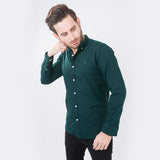 VYBE- Casual Solid Shirts- Dark Green