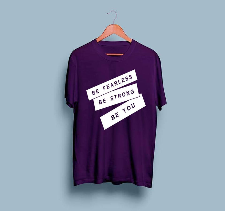 Wf Store- BE FEARLESS BE STRONG Printed Half Sleeves Tee - Purple