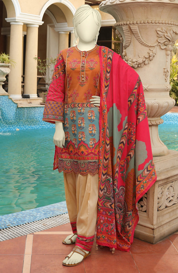 Summer'22 Tiara Gems Basic Digital Printed Lawn 3Pc Unstitched