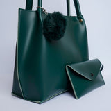 Shein - Tote Bag with Pom Pom Green