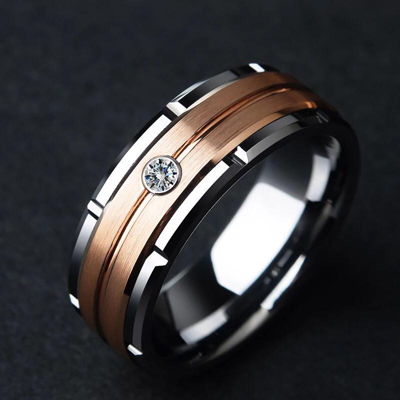 Wearable - Two Tone Men Tungsten Carbide Ring