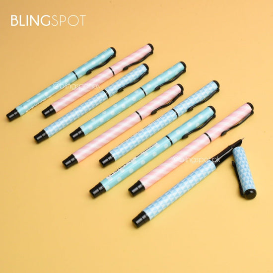 Blingspot - Triangle Polka & Stripe - Fountain Ink Pen