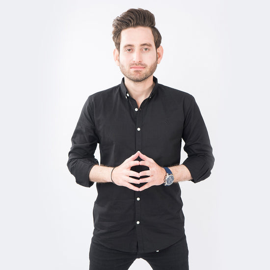VYBE- Casual Solid Shirts- Black
