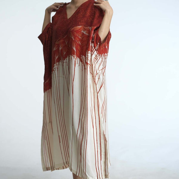 Sapphire Printed Pure Silk Kaftan - FOC