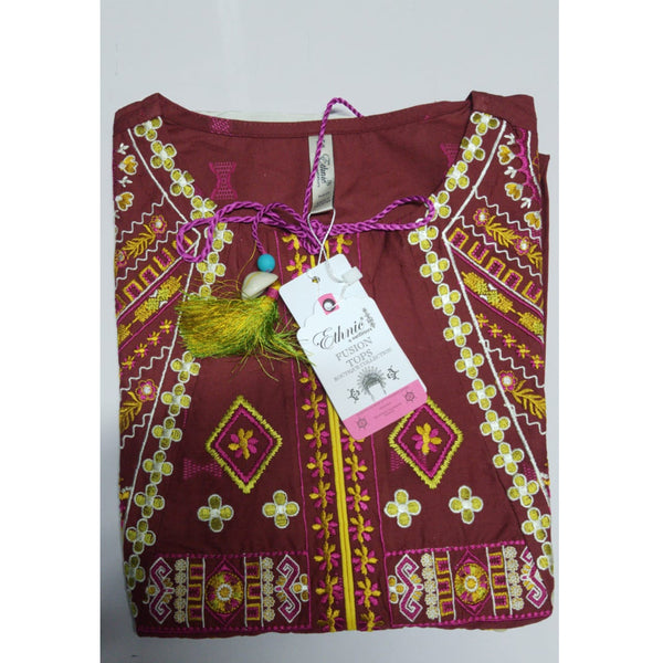 Ethnic- Fusion Tops Kurti- Red