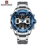 Naviforce - NF9201 S/BE Stainless Steel Dual Time Blue Watch