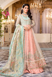 Maria B- Unstitched MBROIDERED - Pearl White, Peach and Aqua (BD-2408)