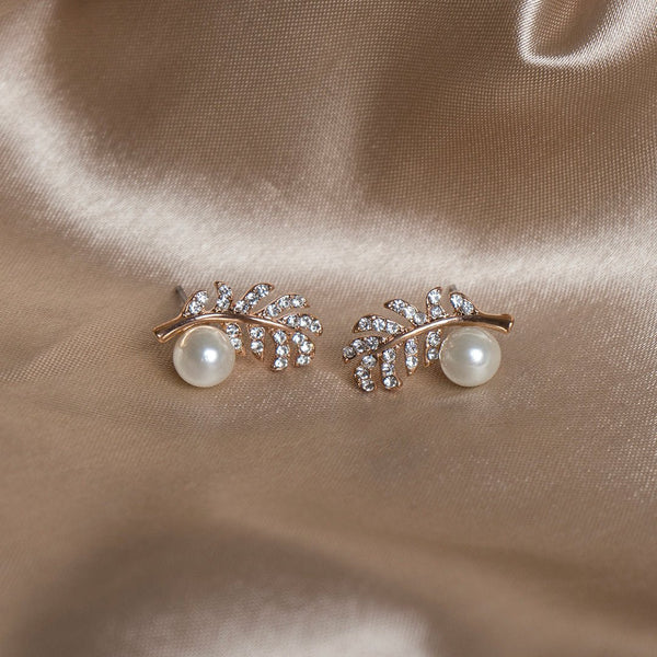 Shein- Golden Leaf pearl Studs