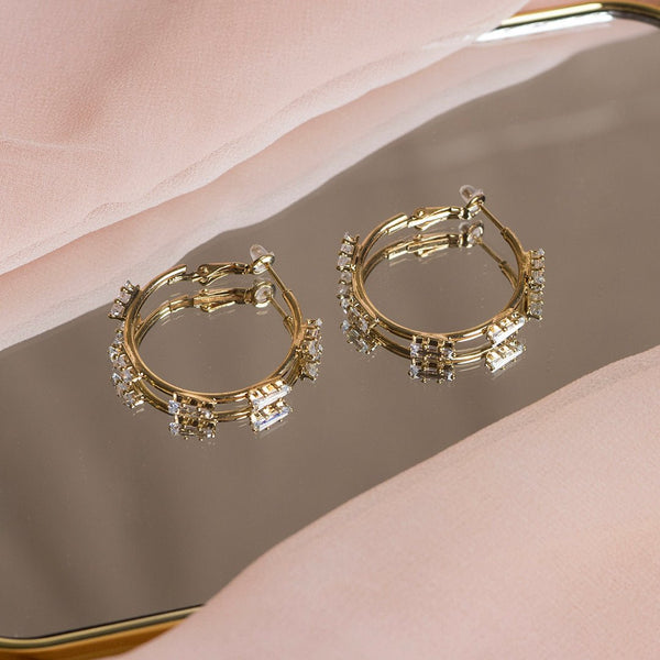 Shein- Rhinestone Golden Earrings