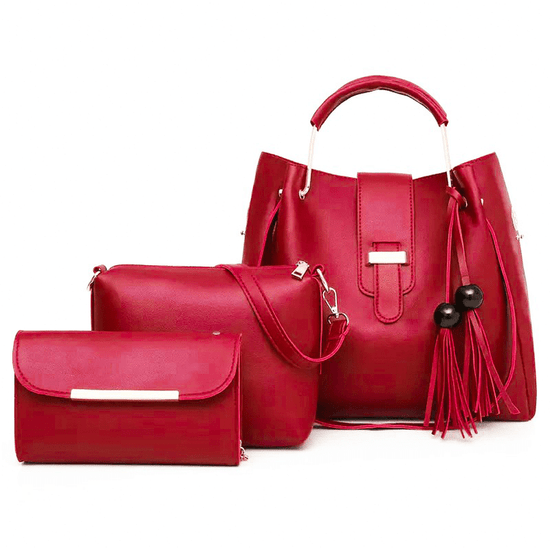 BagX- Alexa Red 3 Pieces Handbag