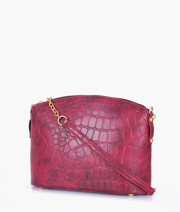 RTW - Burgundy crocodile with chain strap cross-body bag