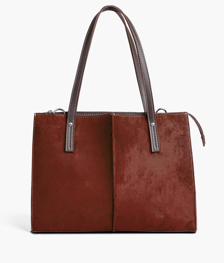 RTW - Dark brown suede work tote bag