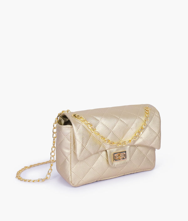 RTW - Golden quilted mini bag with chain