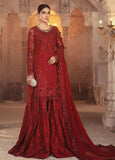 Mbroidered By Maria- B Embroidered Chiffon Ruby Red Suit Unstitched 3 Piece