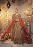 Mbroidered By Maria- B Embroidered Organza Vintage gold chata patti Suit Unstitched 3 Piece