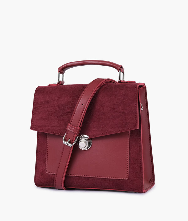 RTW - Maroon suede push-lock messenger bag