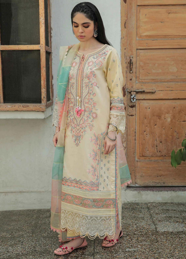 Qalamkar- Embroidered Lawn Suits Unstitched 3 Piece QLM22QD AQ 02 Asfa - Summer Collection