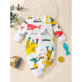 Shein- Baby Bodysuit with Letter and Cartoon Print