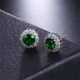 Zardi- AAA Zircon Earring With Green Stone - Silver - AE160